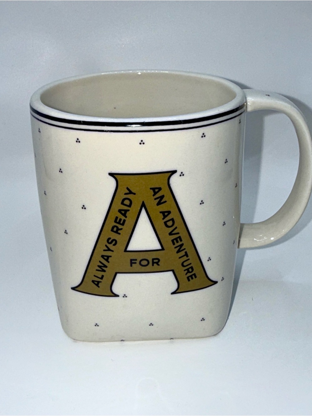 Anthropologie Cream Mug Initial 'A' Ceramic Coffee Mug Always Ready